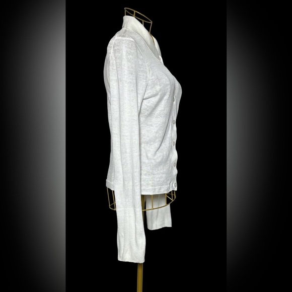 NEW J. Crew Linen Collared Button-Up Sweater in Ivory,  Style CJ444, Size XS - Picture 8 of 15